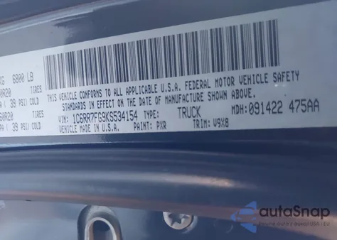 2019 Ram 1500 Classic Express 4X4 6'4 Box from USA, damaged, VIN 1C6RR7FG9KS534154